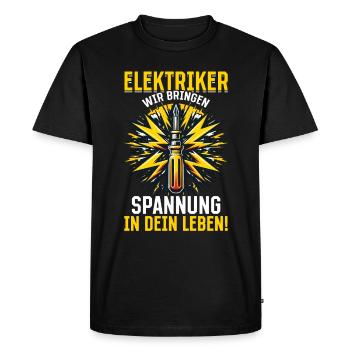 Electricians, we bring excitement into your life - Men's Premium Organic T-Shirt - black - Front - Nico (187cm)