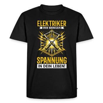 Electricians, we bring excitement into your life - Men's Premium Organic T-Shirt - black - Front - Nico (187cm)