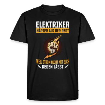 Électricien : Plus coriace que les autres Force et fierté - T-shirt Premium bio Homme - noir - Devant - Nico (187cm)