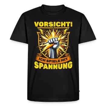 Électriciens, méfiez-vous ! Je joue avec la tension - T-shirt Premium bio Homme - noir - Devant - Nico (187cm)