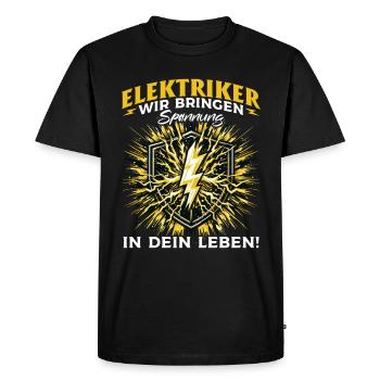 Electricians, we bring excitement into your life - Men's Premium Organic T-Shirt - black - Front - Nico (187cm)
