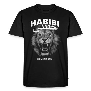 Habibi Lion - Motivation pour la salle de sport - T-shirt Premium bio Homme - noir - Devant - Nico (187cm)