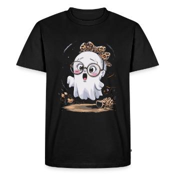 Mignon Doux Fantôme Halloween - T-shirt Premium bio Homme - noir - Devant - Nico (187cm)