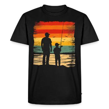 Père et fils Pêche Pêche - T-shirt Premium bio Homme - noir - Devant - Nico (187cm)