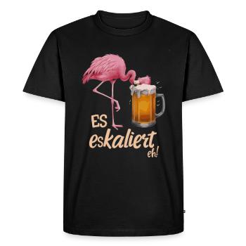 It's escalating anyway! – Flamingo for party lovers - Men's Premium Organic T-Shirt - black - Front - Nico (187cm)