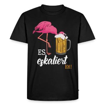 It's escalating anyway! – Flamingo for party lovers - Men's Premium Organic T-Shirt - black - Front - Nico (187cm)