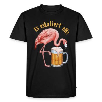 It's escalating anyway! – Flamingo for party lovers - Men's Premium Organic T-Shirt - black - Front - Nico (187cm)