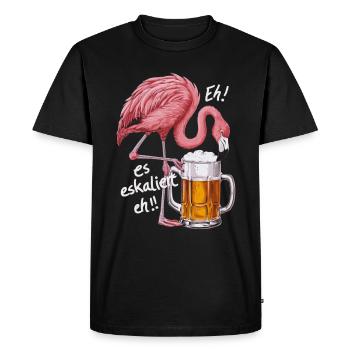 It's escalating anyway! – Flamingo for party lovers - Men's Premium Organic T-Shirt - black - Front - Nico (187cm)