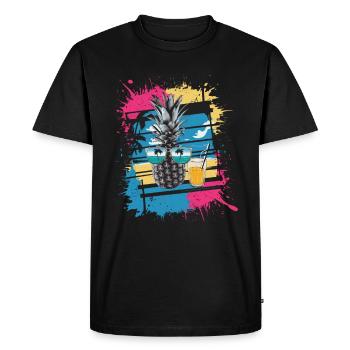 Sun Beach Ananas - Tropisch und Erfrischend - Männer Premium Bio T-Shirt - Schwarz - Vorne - Nico (187cm)