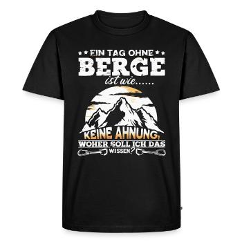 A day without mountains is like... No idea! - Men's Premium Organic T-Shirt - black - Front - Nico (187cm)