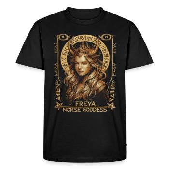 Freya – déesse des mythes nordiques - T-shirt Premium bio Homme - noir - Devant - Nico (187cm)