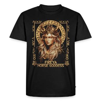 Freya – déesse des mythes nordiques - T-shirt Premium bio Homme - noir - Devant - Nico (187cm)
