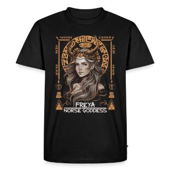 Freya – déesse des mythes nordiques - T-shirt Premium bio Homme - noir - Devant - Nico (187cm)