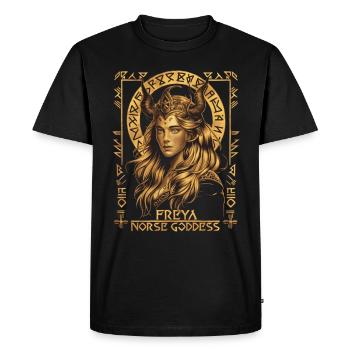 Freya – déesse des mythes nordiques - T-shirt Premium bio Homme - noir - Devant - Nico (187cm)