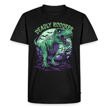 Zombie T-REX – Rugissement mortel pour les amateurs de dinosaures - T-shirt Premium bio Homme - noir - Devant - Nico (187cm)