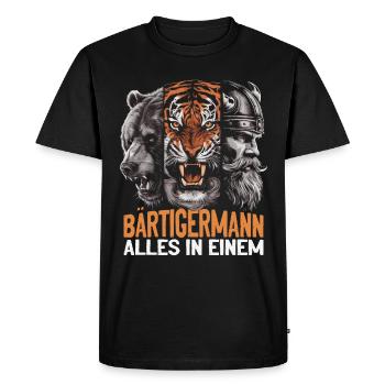 Bear, tiger, man – all in one powerful look - Men's Premium Organic T-Shirt - black - Front - Nico (187cm)