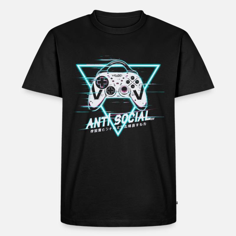 Gaming Controller Glitch Design - Men's Premium Organic T-Shirt - black