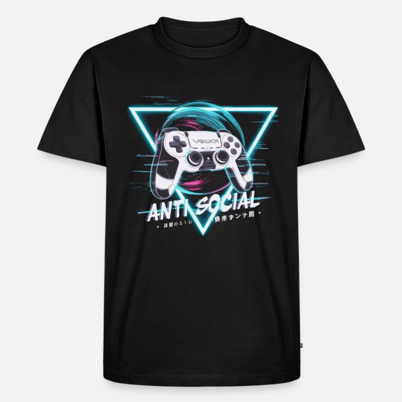 Gaming Controller Glitch Design - Männer Premium Bio T-Shirt - Schwarz