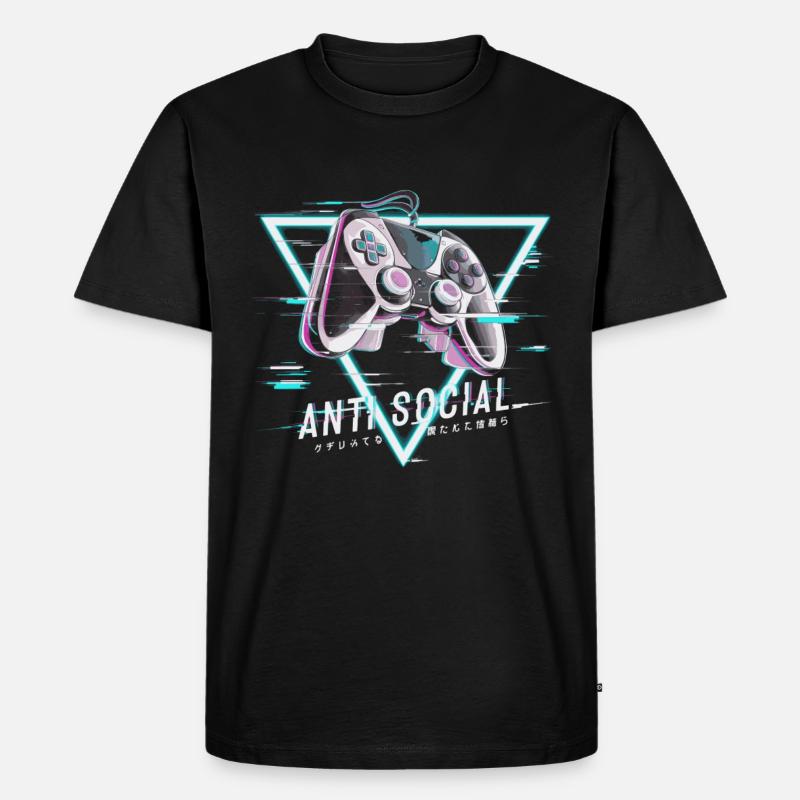 Gaming Controller Glitch Design - Männer Premium Bio T-Shirt - Schwarz