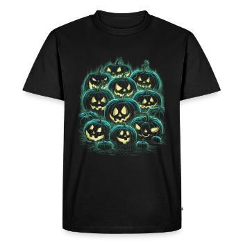 Glowing Pumpkin Parade – Halloween Pumpkin Design - Men's Premium Organic T-Shirt - black - Front - Nico (187cm)