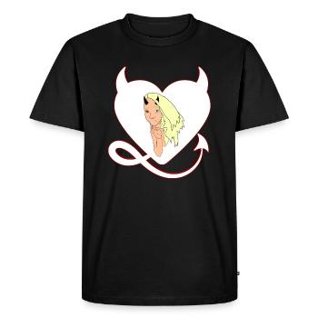 Diable avec cœur de diable - T-shirt Premium bio Homme - noir - Devant - Nico (187cm)
