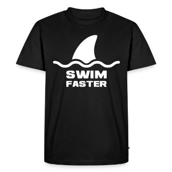 Swim Faster Requin Shark nageur nageur renard - T-shirt Premium bio Homme - noir - Devant - Nico (187cm)