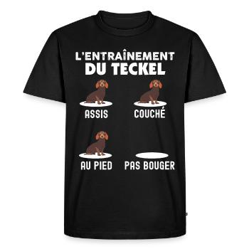 L'entrainement du Teckel Humour Chien De Race - T-shirt Premium bio Homme - noir - Devant - Nico (187cm)