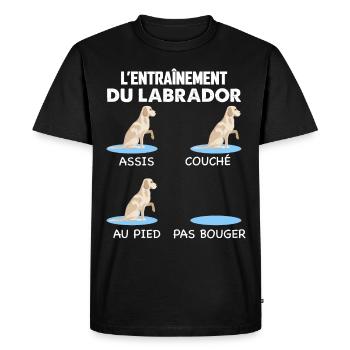 L'Entrainement du Labrador Idée Cadeau Chien - T-shirt Premium bio Homme - noir - Devant - Nico (187cm)