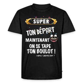Collègue Départ Idée Cadeau Homme Ou Femme - T-shirt Premium bio Homme - noir - Devant - Nico (187cm)