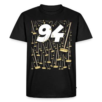 Anniversaire 94 balais Cadeau Drôle - T-shirt Premium bio Homme - noir - Devant - Nico (187cm)