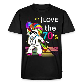 Années 70 Licorne Piste de Danse Disco Rétro - T-shirt Premium bio Homme - noir - Devant - Nico (187cm)