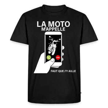 J'Aime L'Appel de la Moto Cadeau Motard - T-shirt Premium bio Homme - noir - Devant - Nico (187cm)