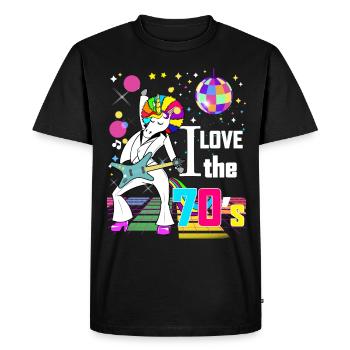 Licorne Guitariste Vintage Année 70 Disco Danse - T-shirt Premium bio Homme - noir - Devant - Nico (187cm)