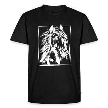 Cheval, équitation, dressage, dessin cadeau - T-shirt Premium bio Homme - noir - Devant - Nico (187cm)