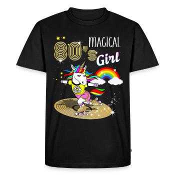 Magical Unicorn 80s Vintage Skaters - Men's Premium Organic T-Shirt - black - Front - Nico (187cm)