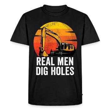 Conducteur d’excavatrice Ouvrier de la construction Excavatrice - T-shirt Premium bio Homme - noir - Devant - Nico (187cm)