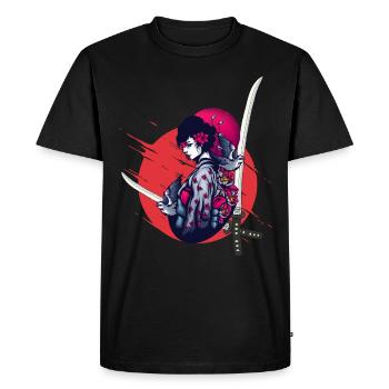 gothik manga anime warrior samurai japan girl - Men's Premium Organic T-Shirt - black - Front - Nico (187cm)