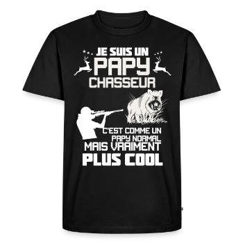 Papy chasseur cool sanglier Cadeau Grand-Père - T-shirt Premium bio Homme - noir - Devant - Nico (187cm)