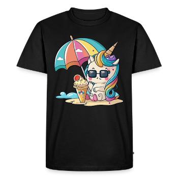 Arc-en-ciel d’été - Un jeu de couleurs - T-shirt Premium bio Homme - noir - Devant - Nico (187cm)