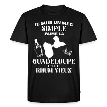 Mec Qui Aime La Guadeloupe Et Le Rhum Vieux - T-shirt Premium bio Homme - noir - Devant - Nico (187cm)