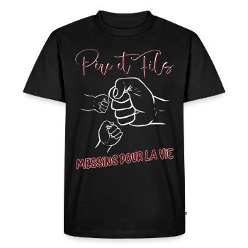 Metz Papa Et Fils Messins Pour La Vie Fierté - T-shirt Premium bio Homme - noir - Devant - Nico (187cm)