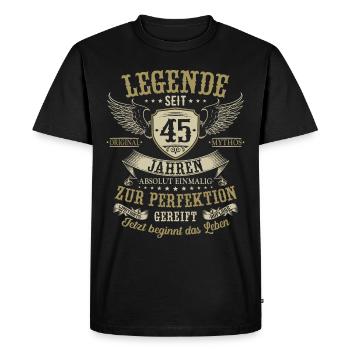 45 Geburtstag Legende Geburtstagsspruch 45 Jahre - Männer Premium Bio T-Shirt - Schwarz - Vorne - Nico (187cm)
