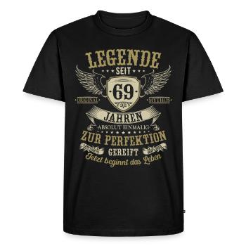 69 Geburtstag Legende Geburtstagsspruch 69 Jahre - Männer Premium Bio T-Shirt - Schwarz - Vorne - Nico (187cm)