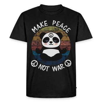 Hippie panda peace not war - Men's Premium Organic T-Shirt - black - Front - Nico (187cm)