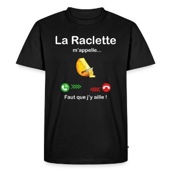 La Raclette m'appelle faut que j'y aille ! - T-shirt Premium bio Homme - noir - Devant - Nico (187cm)