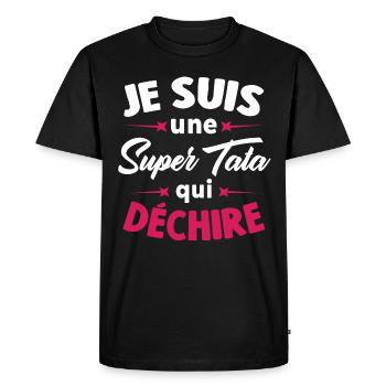 Je Suis Une Super Tata Qui Déchire - T-shirt Premium bio Homme - noir - Devant - Nico (187cm)