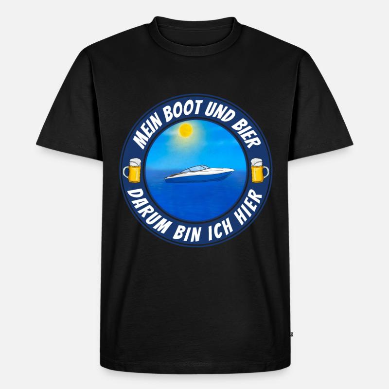 Boot und Bier - Männer Premium Bio T-Shirt - Schwarz