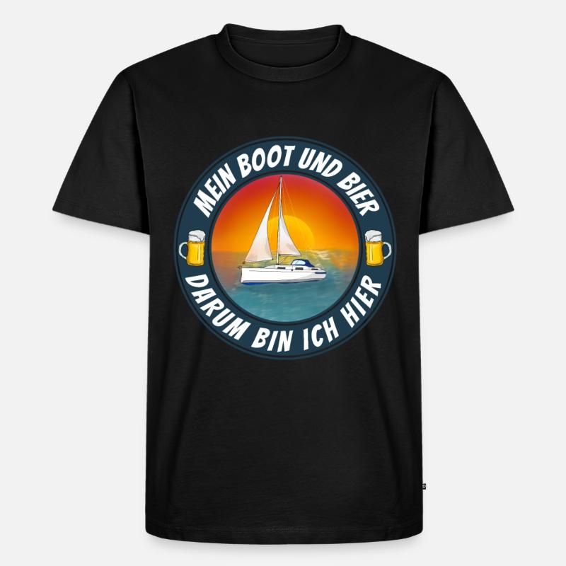 Boot und Bier Segelboot - Männer Premium Bio T-Shirt - Schwarz