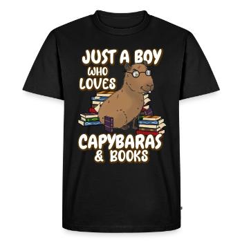 Juste un garçon qui aime Capybaras et les livres - T-shirt Premium bio Homme - noir - Devant - Nico (187cm)
