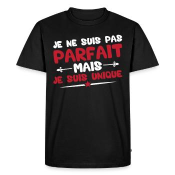 Je ne suis pas parfait mais je suis unique - T-shirt Premium bio Homme - noir - Devant - Nico (187cm)